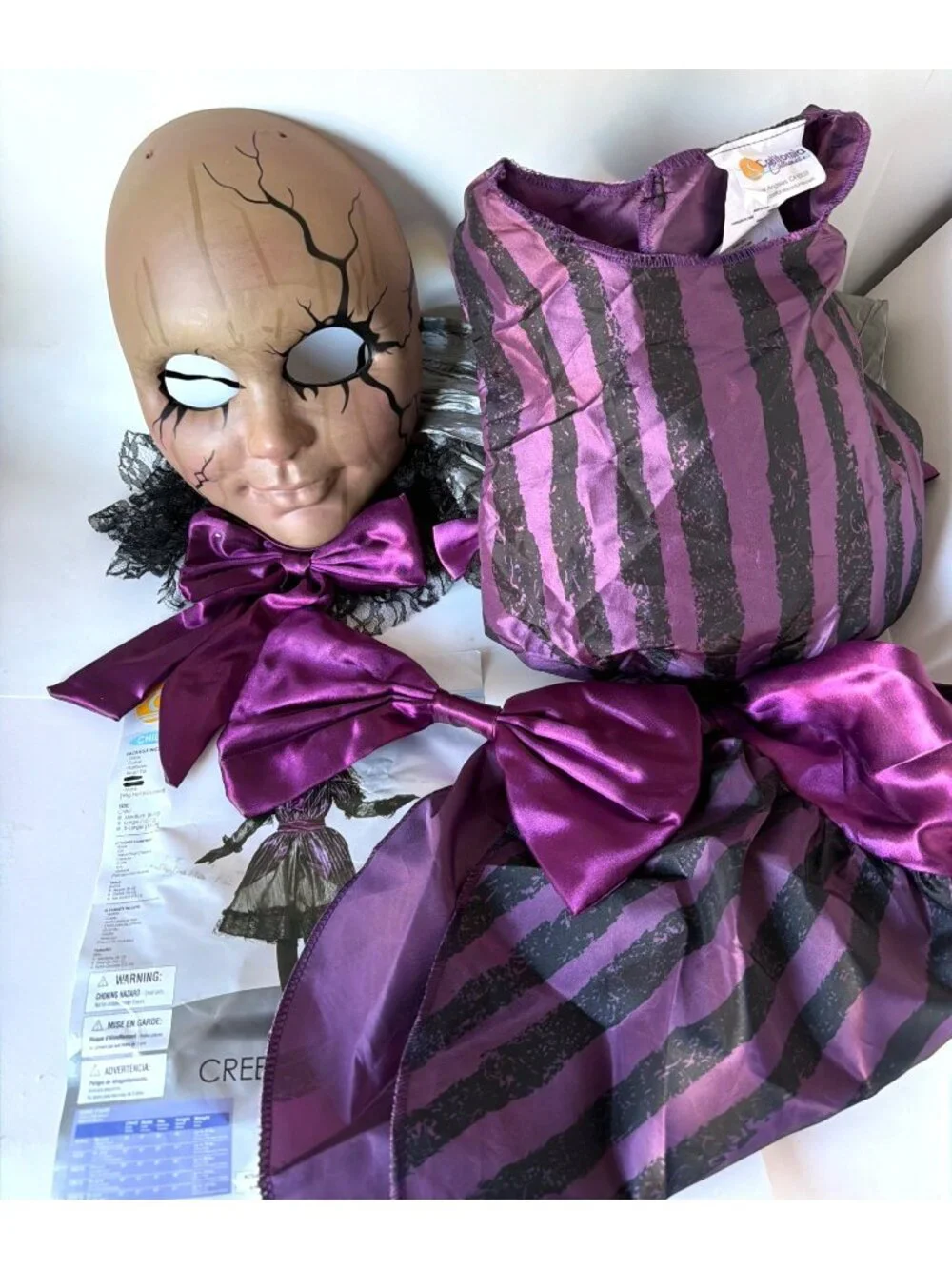 Creepy Doll Halloween Costume Scary Cosplay Set Child Size X-Large